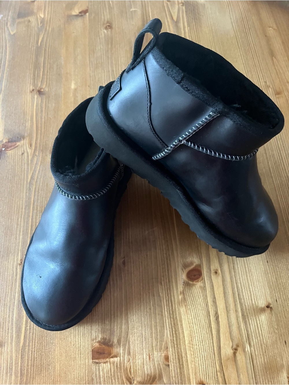 UGG Women's Ultra Mini Regen Short Leather Boots in Black